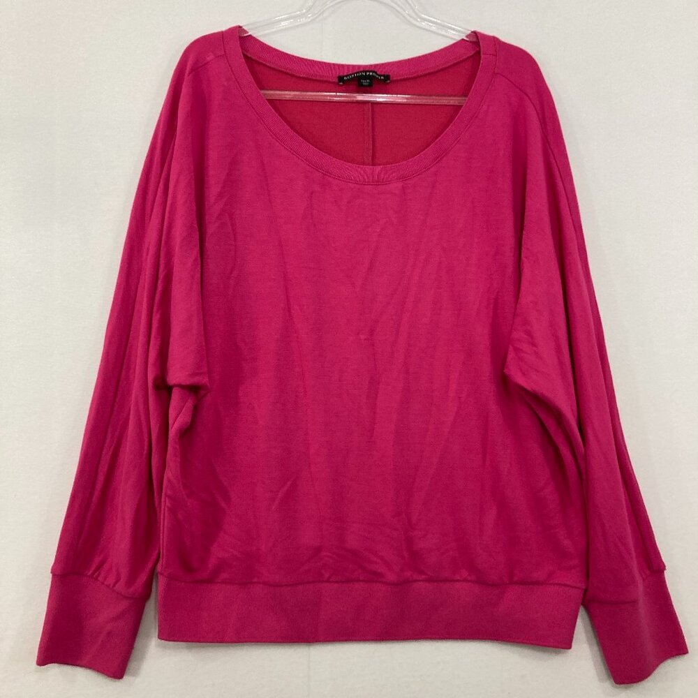 Boston Proper size XL Pink Magenta Crew Neck Dolman Sleeve Light Knit Sweater